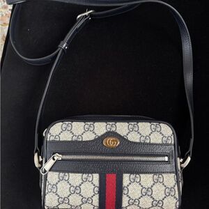 Brand new Gucci navy  and Cream Crossbody Bag with Gg logo crossbody